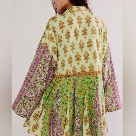 NEW FREE PEOPLE HAZY BABY PATCHWORK BABYDOLL SHIRT DRESS (❁´◡`❁) - Picture 3 of 6